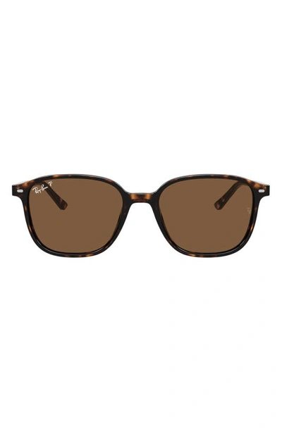 Ray Ban Leonard 55mm Polarized Square Sunglasses In Tortoise