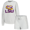 GAMEDAY COUTURE GAMEDAY COUTURE ASH LSU TIGERS TEAM EFFORT PULLOVER SWEATSHIRT & SHORTS SLEEP SET