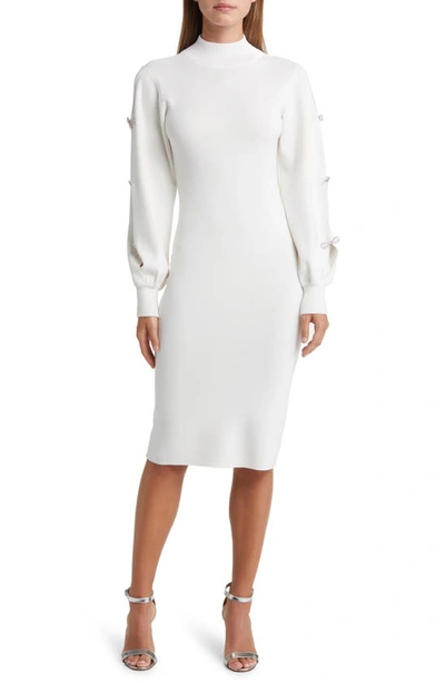 Eliza J Long Sleeve Sweater Dress In Ivory