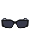 Ferragamo Logo Acetate Rectangle Sunglasses In Grey