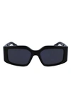 Ferragamo Micro-logo Acetate Rectangle Sunglasses In Grey