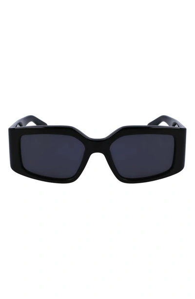 Ferragamo Logo Acetate Rectangle Sunglasses In Grey