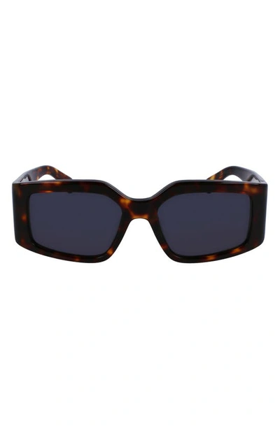 Ferragamo Classic Logo 54mm Modified Rectangular Sunglasses In Dark Tortoise