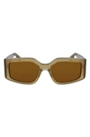 Ferragamo Classic Logo 54mm Modified Rectangular Sunglasses In Opaline Olive