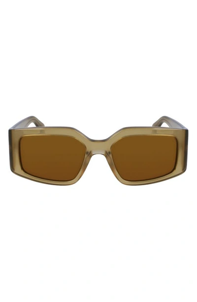Ferragamo Classic Logo 54mm Modified Rectangular Sunglasses In Opaline Olive