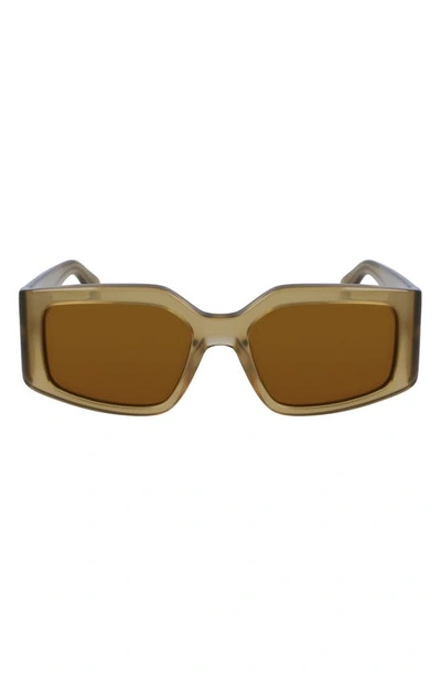 Ferragamo Classic Logo 54mm Modified Rectangular Sunglasses In Green