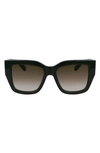 Ferragamo Gancini 55mm Modified Rectangular Sunglasses In Dark Green