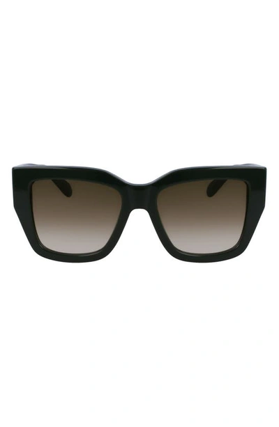 Ferragamo Gancini 55mm Modified Rectangular Sunglasses In Dark Green