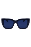 Ferragamo Gancini 55mm Modified Rectangular Sunglasses In Blue/blue Solid