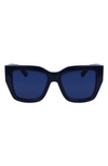 Ferragamo Gancini 55mm Modified Rectangular Sunglasses In Navy Blue