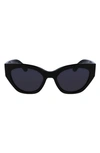 Ferragamo Classic Logo Tea Cup 55mm Cat Eye Sunglasses In Black