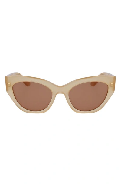 Ferragamo Classic Logo Tea Cup 55mm Cat Eye Sunglasses In Opaline Honey