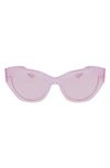 Ferragamo Classic Logo Tea Cup 55mm Cat Eye Sunglasses In Opaline Pink