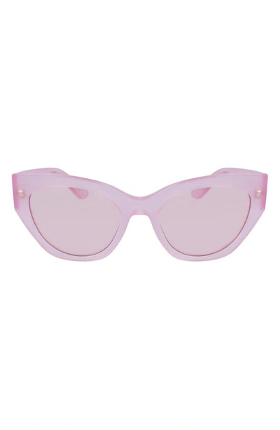 Ferragamo Classic Logo Tea Cup 55mm Cat Eye Sunglasses In Opaline Pink