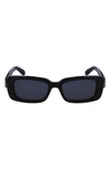 Ferragamo Gancini Evolution 52mm Rectangular Sunglasses In Black/gray Solid