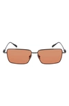 Ferragamo Gancini Evolution 57mm Rectangular Sunglasses In Dark Gun/ Orange