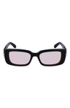 Ferragamo Gancini Evolution 52mm Rectangular Sunglasses In Black/ Pink