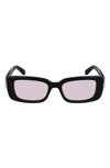 Ferragamo Gancini Evolution 52mm Rectangular Sunglasses In Black/pink