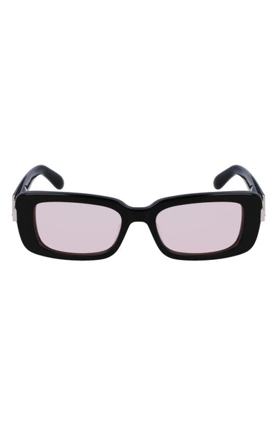 Ferragamo Gancini Evolution 52mm Rectangular Sunglasses In Black/pink
