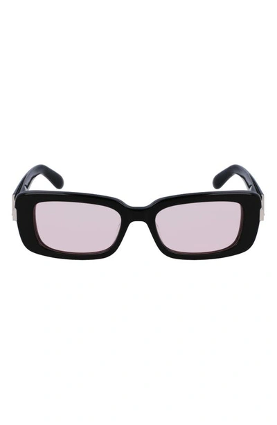 Ferragamo Gancini Evolution 52mm Rectangular Sunglasses In Black/ Pink