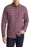 Nordstrom Tech-smart Trim Fit Plaid Flannel Button-down Shirt In Burgundy Brick Addy Plaid