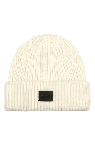 Allsaints Travelling Rib Knit Wool Blend Beanie In White