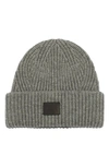 Shop Allsaints Travelling Rib Knit Wool Blend Beanie In Grey Marl