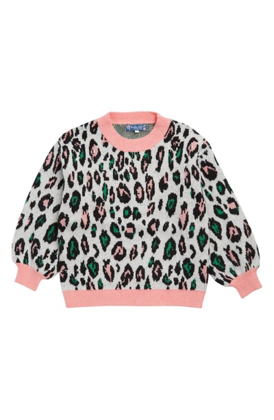 Truly Me Kids' Leopard Sweater In Pink Multi