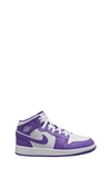 Nike Kids' Air Jordan 1 Mid Sneaker In Purple Venom/ White