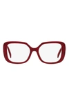 Prada 53mm Square Optical Glasses In Red/ Black Marble