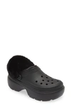 Crocs Stomp Faux Fur Platform Clog In Black