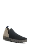 Asportuguesas City Slip-on Sneaker In Black/ Taupe Tweed/ Felt
