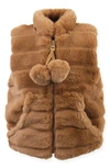 Widgeon Babies' Faux Fur Zip Front Vest In Chocolate Clair