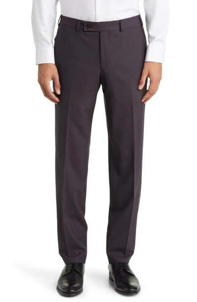 Ted Baker Jerome Soft Constructed Stretch Wool Dress Pants In Berry
