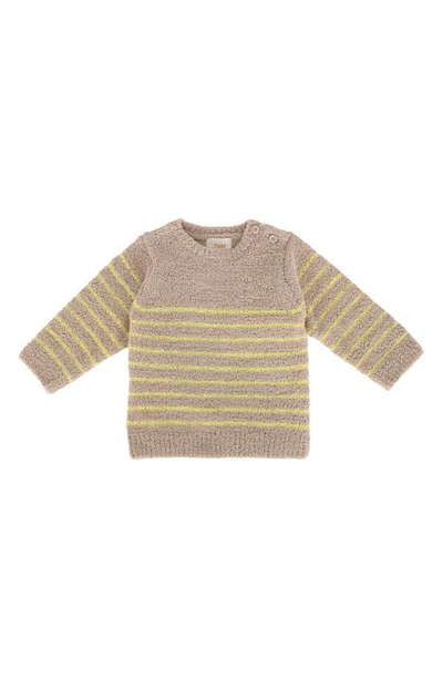 7 A.m. Enfant Babies' Long Sleeve Chenille Recycled Polyester Top In Pecan Chartreuse