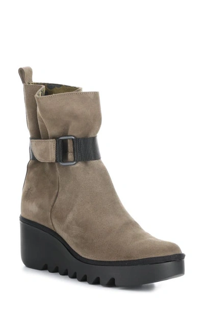 Fly London Blit Platform Wedge Bootie In Taupe