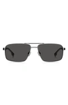 Hugo Boss 59mm Aviator Sunglasses In Dark Ruth Black/ Gray Polar