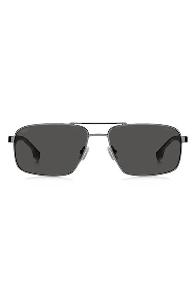 Hugo Boss 59mm Aviator Sunglasses In Dark Ruth Black/ Gray Polar