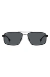 Hugo Boss 59mm Aviator Sunglasses In Matte Black Grey