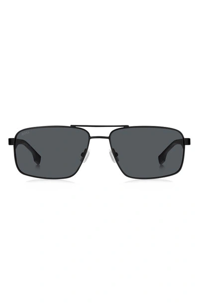 Hugo Boss 59mm Aviator Sunglasses In Matte Black Grey