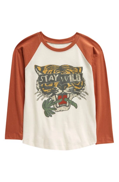 Tiny Whales Kids' Stay Wild Long Sleeve Graphic T-shirt In Natural Brick