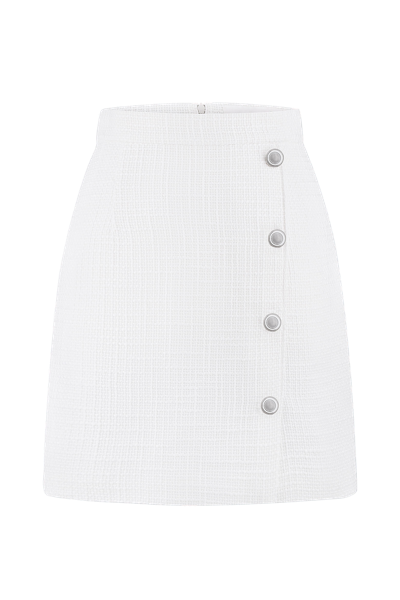 Total White Buttoned Skirt In White