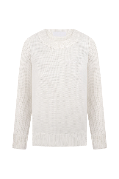 Total White Merino Wool Sweater In White