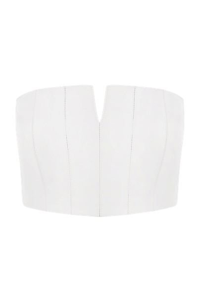 Total White Leather Bustier Top In White