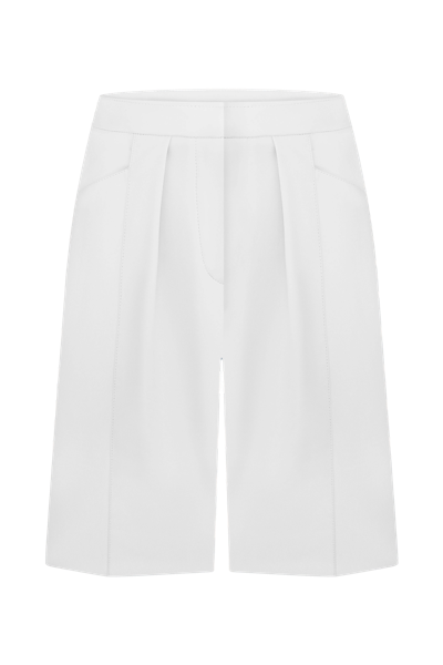 Total White Eco Leather Bermudas In White