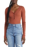 Madewell Drapey Rib Henley T-shirt In Maple Syrup