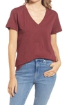 Madewell Whisper Cotton V-neck T-shirt In Rich Burgundy