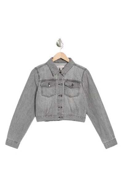 Bcbg Crop Denim Jacket In Grey New Denim Wash