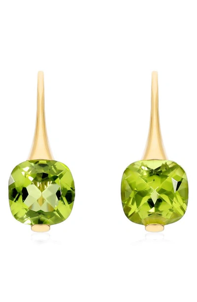 House Of Frosted Peridot Drop Earrings In Gold