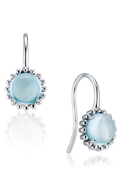 House Of Frosted Sterling Silver Blue Topaz Floral Drop Earrings